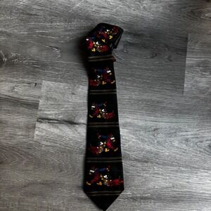 Vintage Mickey Unlimited Mens Tie Black Goofy Mickey Mouse Characters Silk Blend